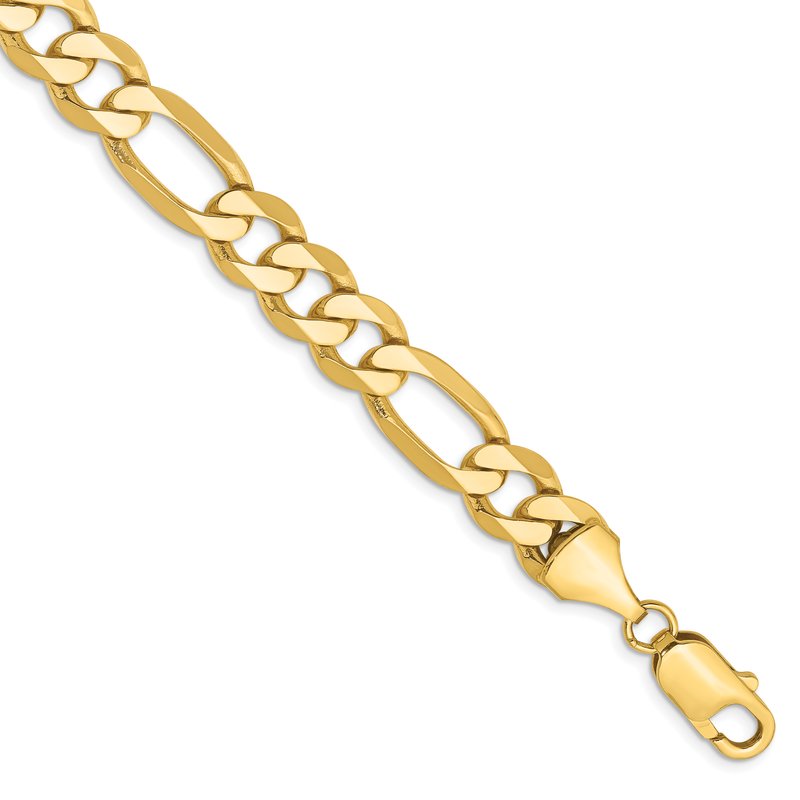14K 26 inch 8.75mm Flat Figaro with Lobster Clasp Chain