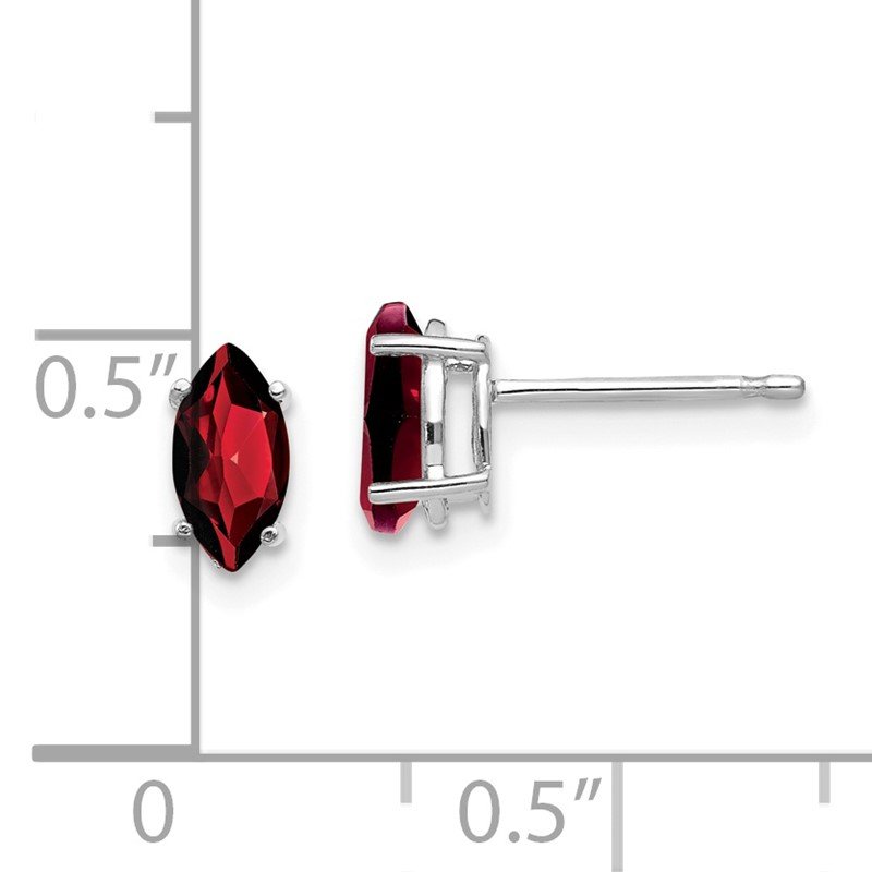 14k White Gold 7x3.5mm Marquise Garnet Post Earrings