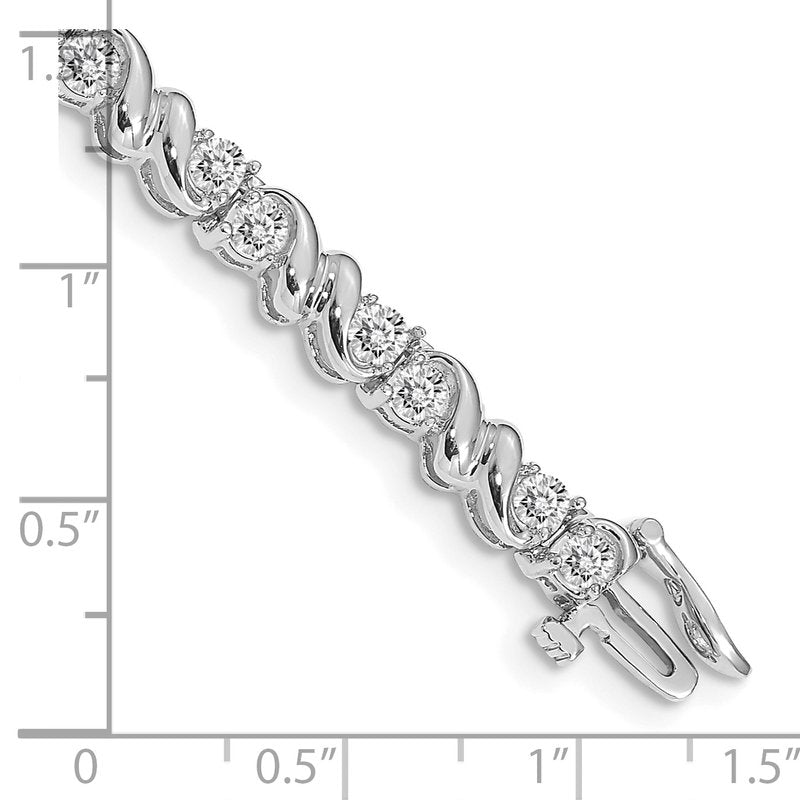 14k White Gold Complete 2.88 carat Round AAA Diamond Fancy Swirl 7 inch Tennis Bracelet