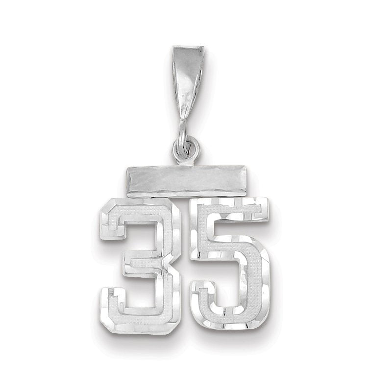 14kw Small Brushed Diamond-cut Number 35 Charm