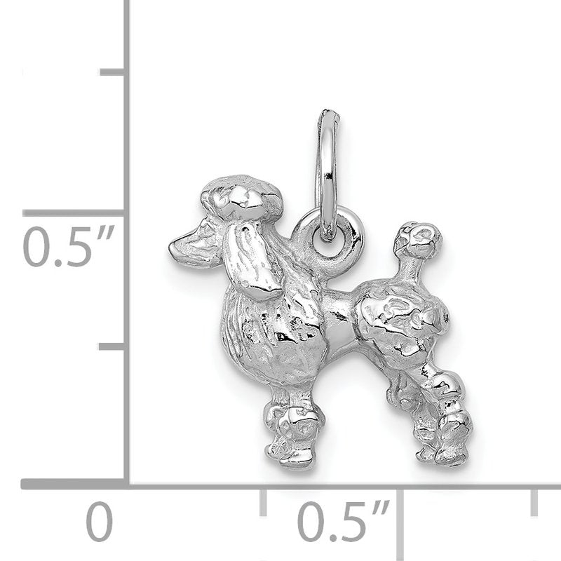 14k White Gold Solid 3-D Poodle Dog Charm