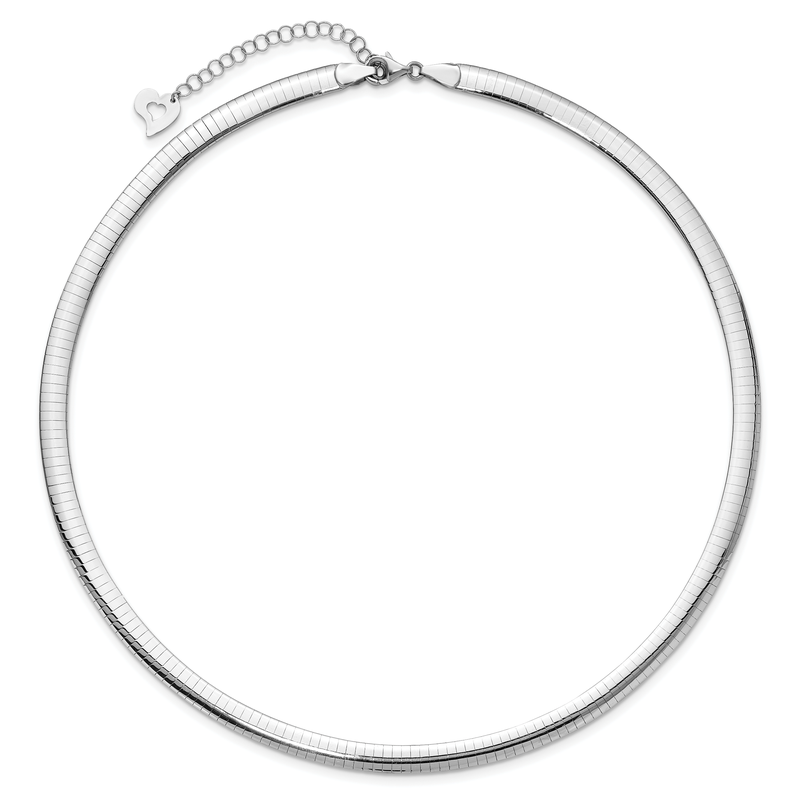 14k Two-tone 6mm Lightweight Reversible 16 inch Omega Necklace Plus 2 inch Heart Chain Extender