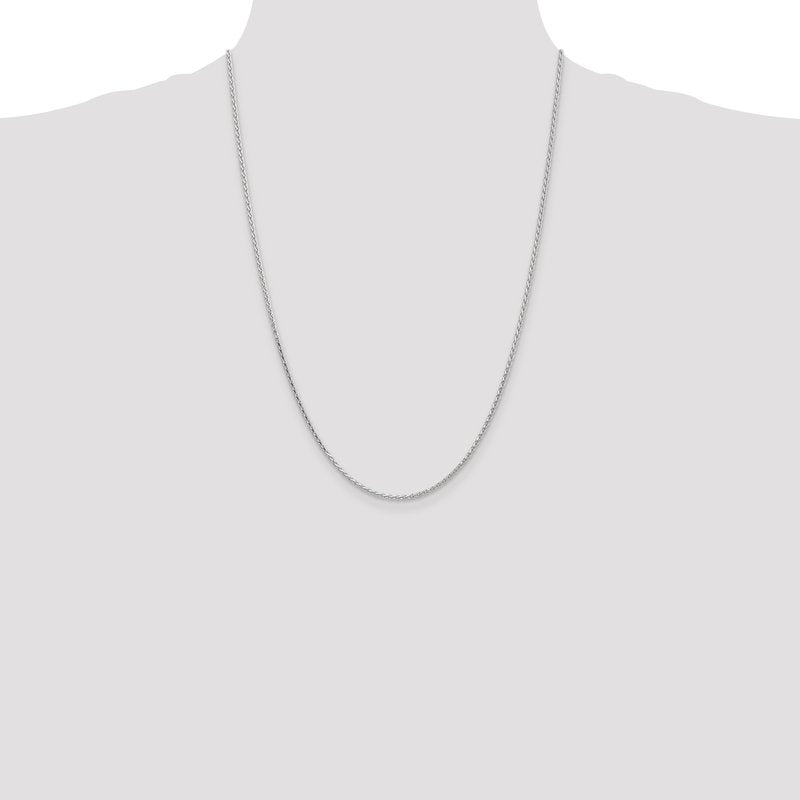 14K White Gold 10 inch 1.6mm Diamond-cut Parisian Wheat with Lobster Clasp Anklet