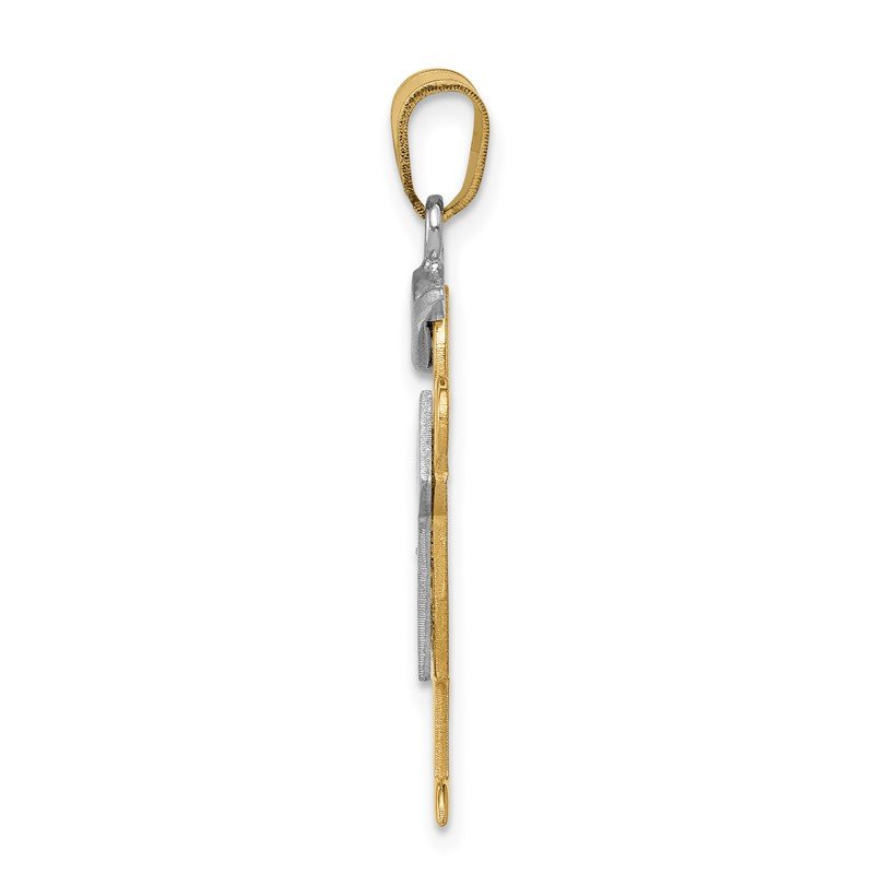 14k Two-tone The Kids Medium Boy with Hat on Left AA Diamond Kiss Pendant