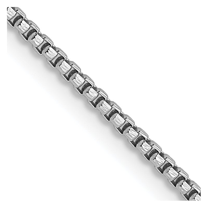 14K White Gold 1.1mm Sparkle Round Box Chain