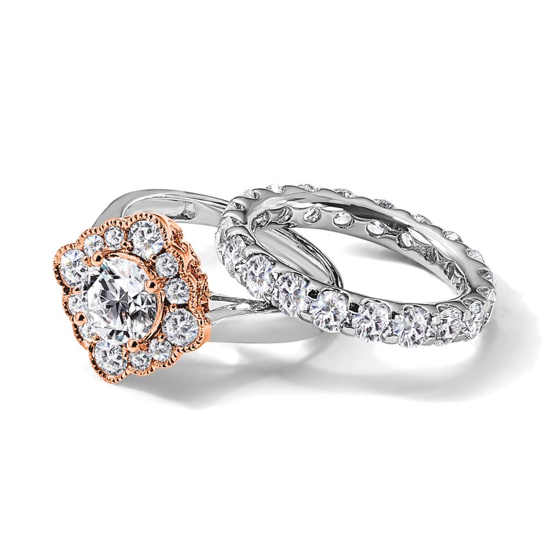14K Rose Gold 1/2 carat Lab Grown Diamond VS+ F+ Size 4.5 Complete Eternity Band