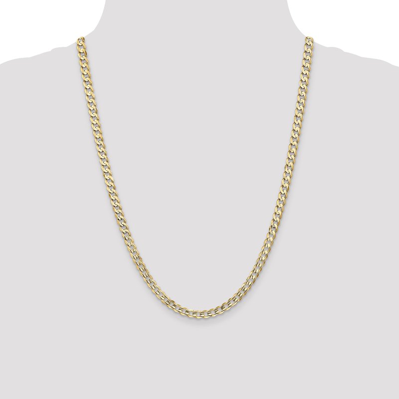 14K 26 inch 5.25mm Open Concave Curb with Lobster Clasp Chain