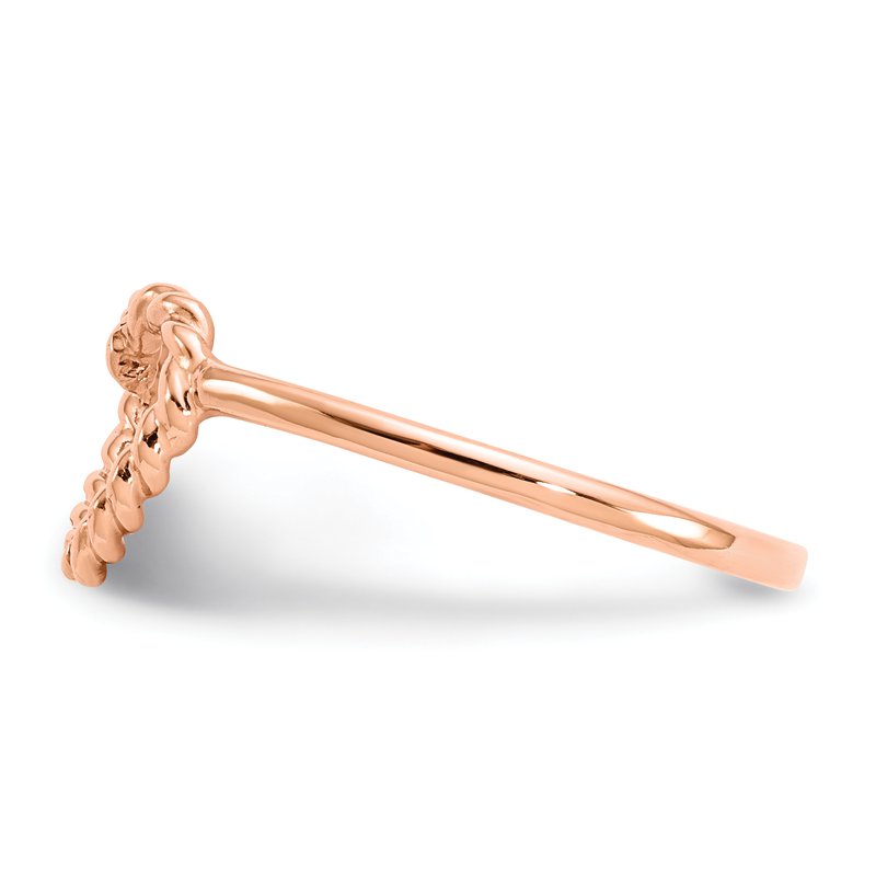 14k Rose Gold Polished &amp; Textured Heart Ring