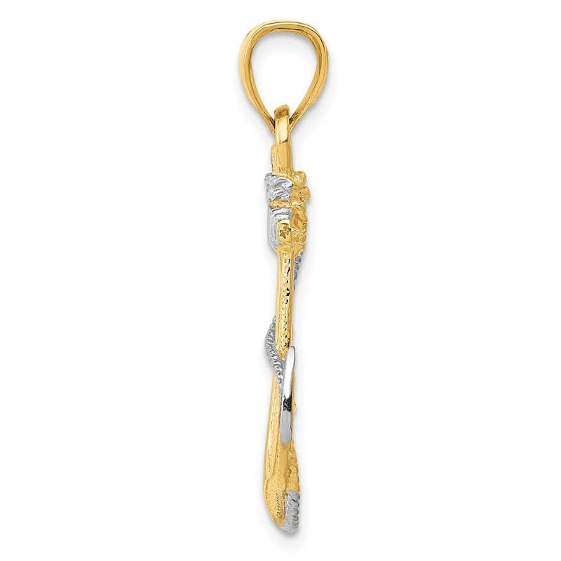 14K and White Rhodium Anchor with Rope Pendant