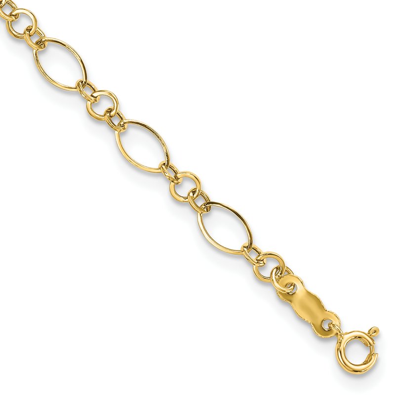 14k Polished 3mm Fancy Oval and Round Link 18 inch Necklace